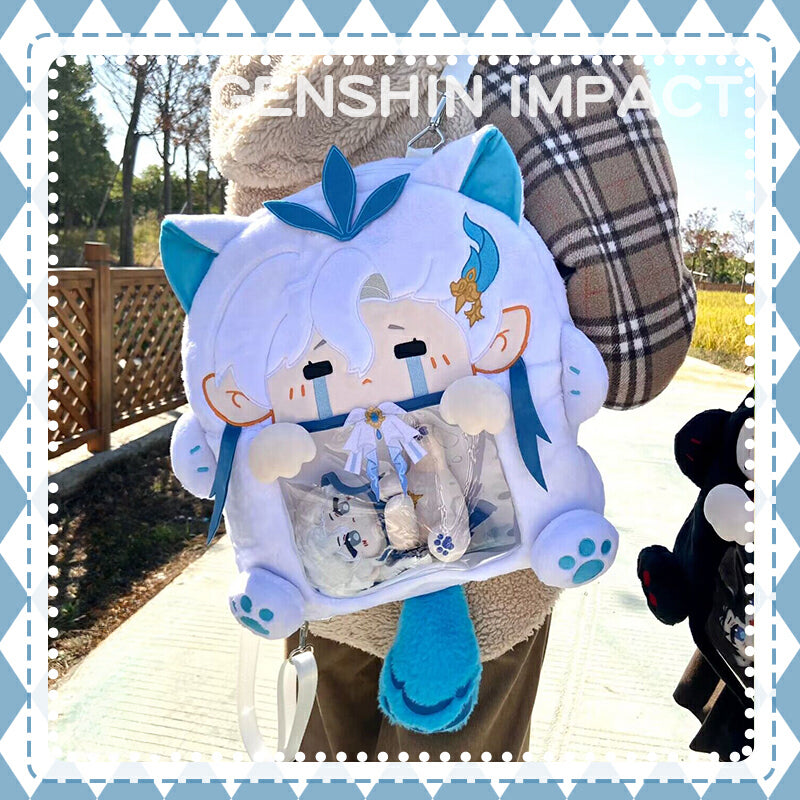 Anime Backpack Genshin Impact Wriothesley Neuvillette Cotton Bag Fan Merch Gift