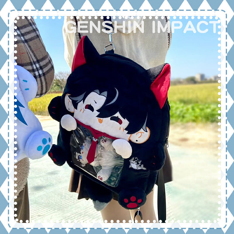 Anime Backpack Genshin Impact Wriothesley Neuvillette Cotton Bag Fan Merch Gift