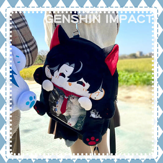 Anime Backpack Genshin Impact Wriothesley Neuvillette Cotton Bag Fan Merch Gift