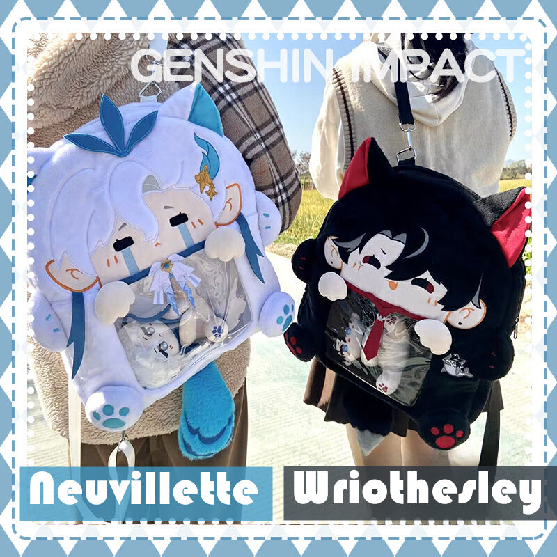 Anime Backpack Genshin Impact Wriothesley Neuvillette Cotton Bag Fan Merch Gift