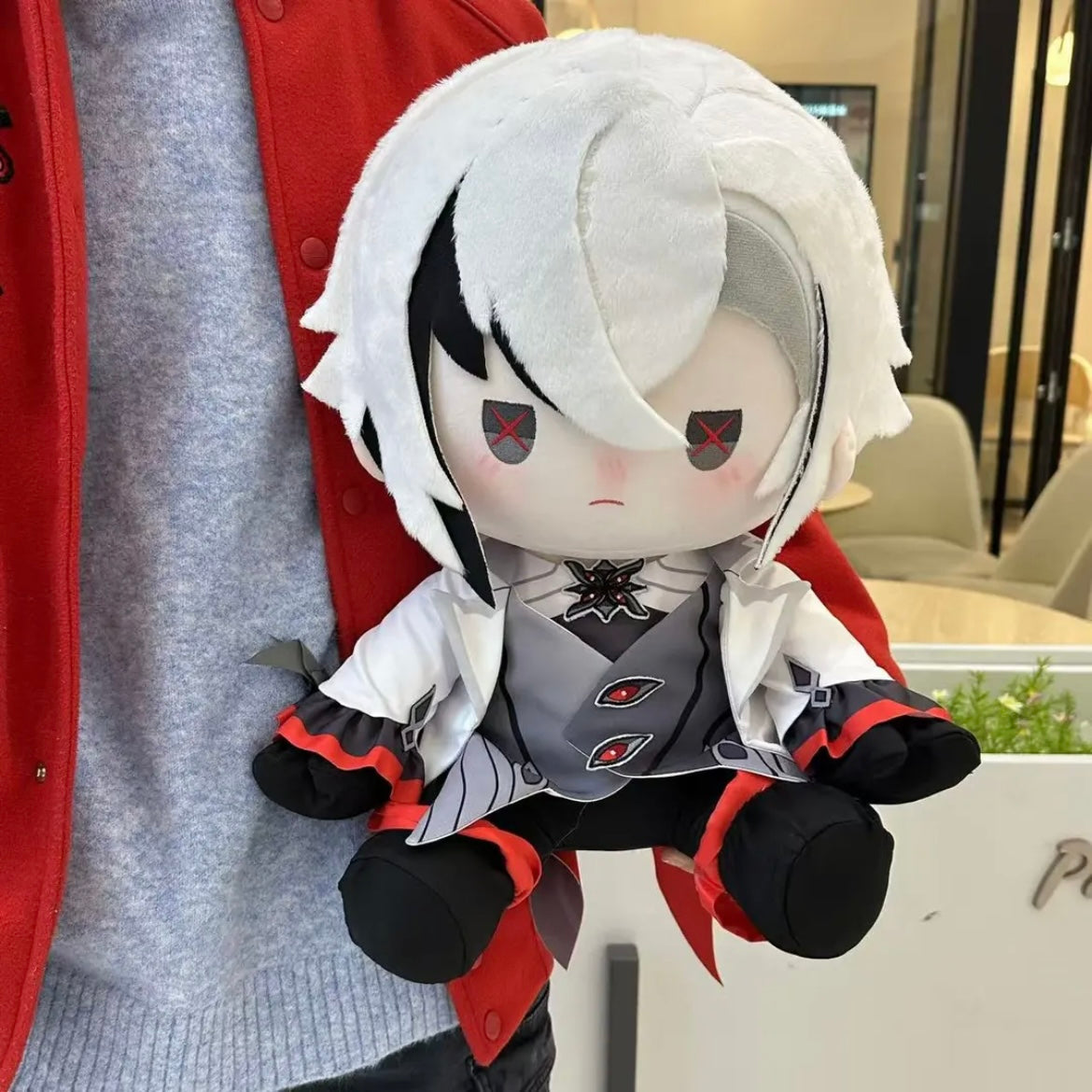 Plush Doll Genshin Impact Arlecchino The Knave Staring Eyes Cotton Stuffed Anime Collectible Gift Set 40cm
