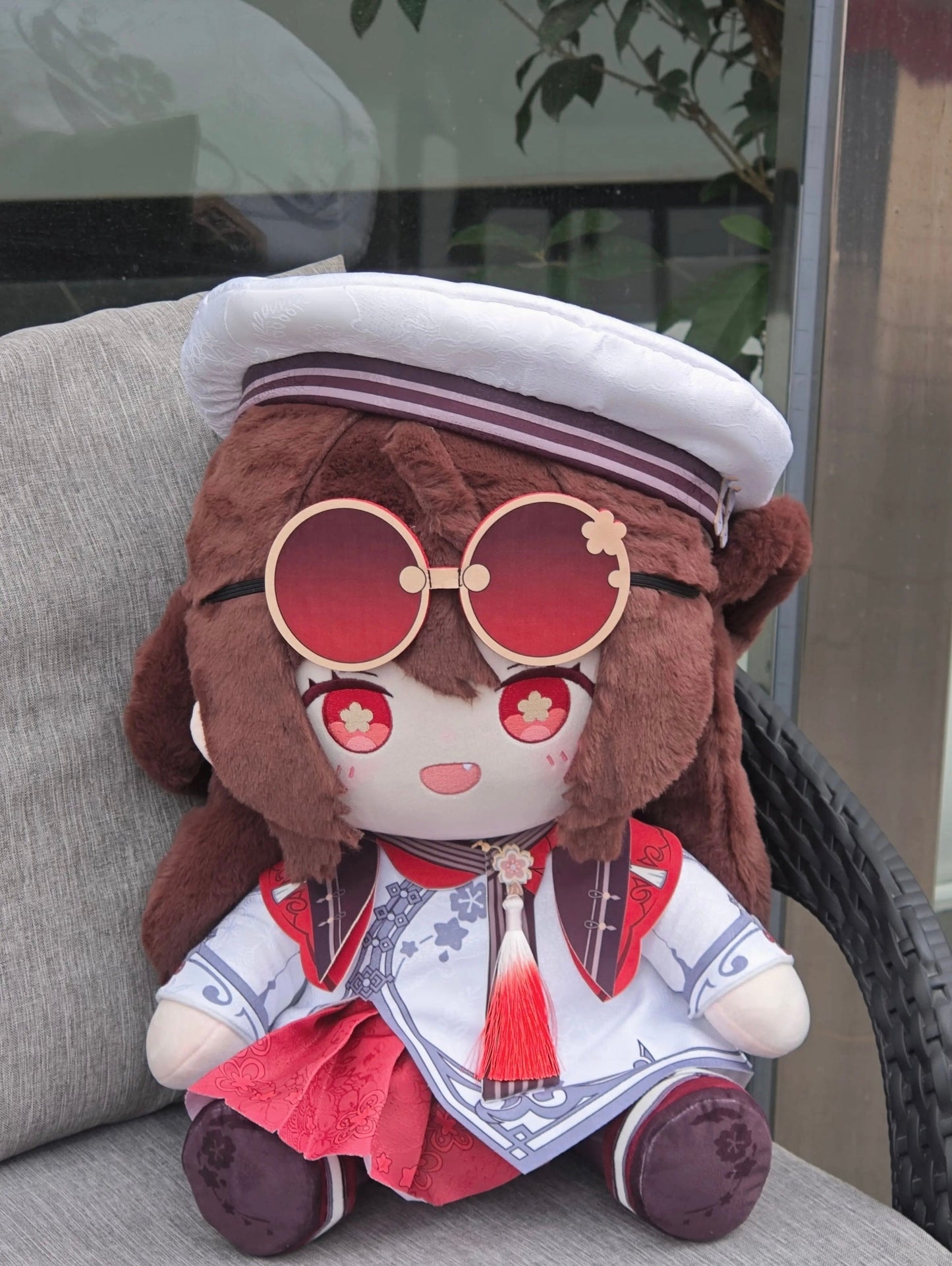 Anime Plush Genshin Impact Hu Tao Cherries Snow-Laden 40CM Cotton Plush Doll Set
