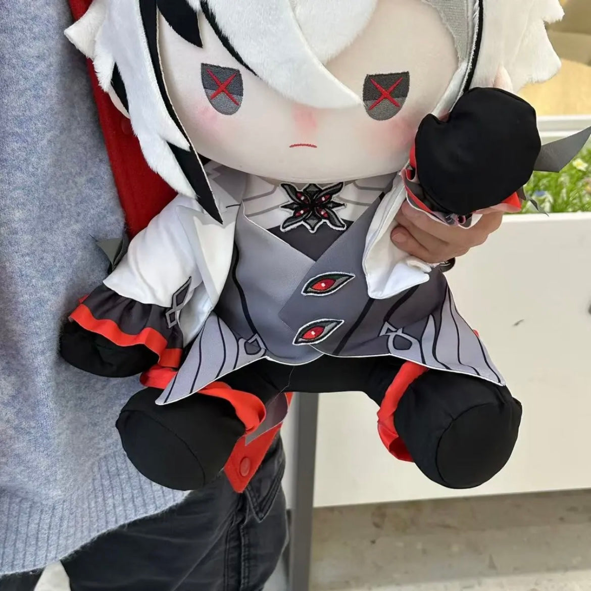Plush Doll Genshin Impact Arlecchino The Knave Staring Eyes Cotton Stuffed Anime Collectible Gift Set 40cm