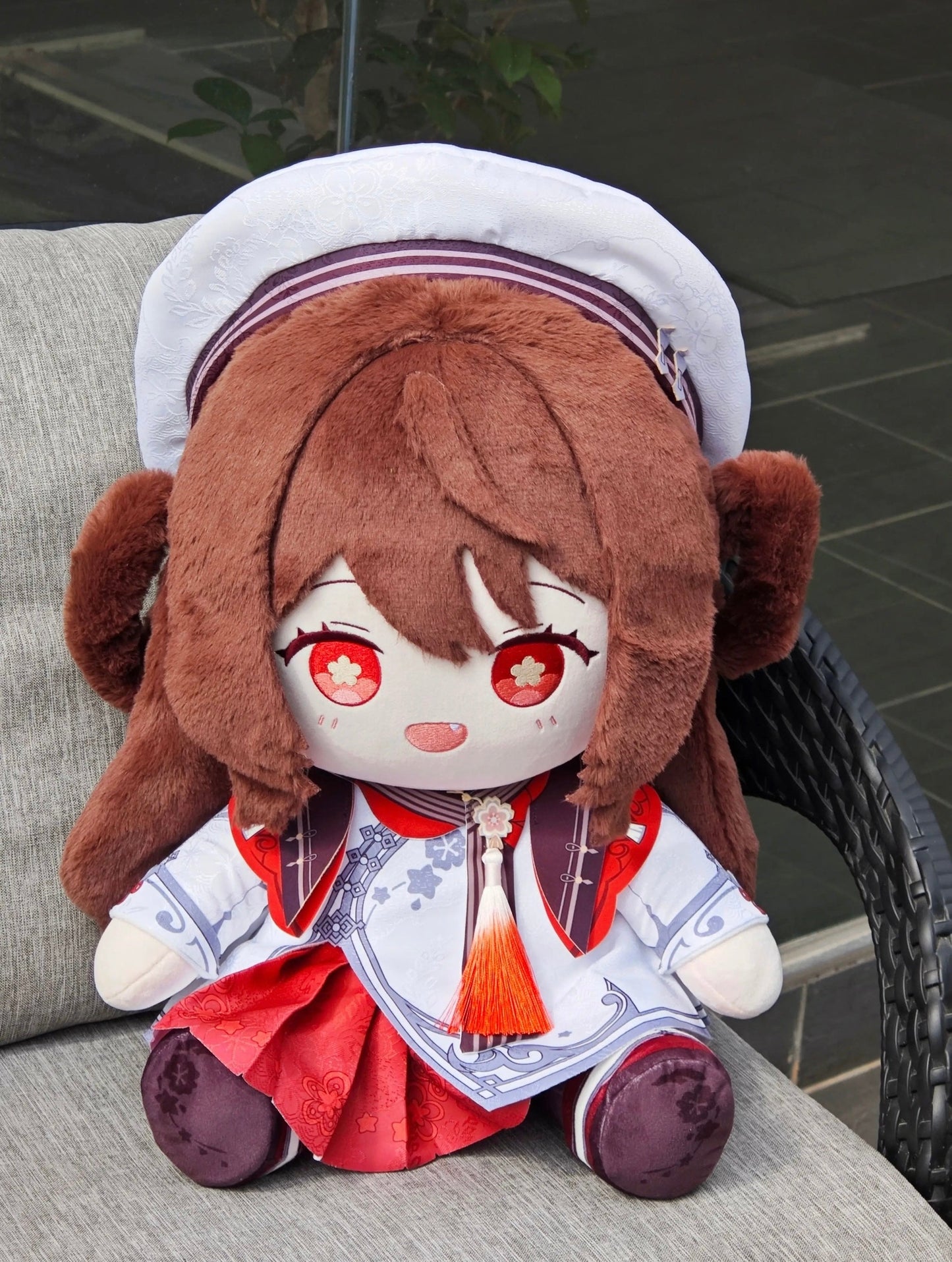 Anime Plush Genshin Impact Hu Tao Cherries Snow-Laden 40CM Cotton Plush Doll Set