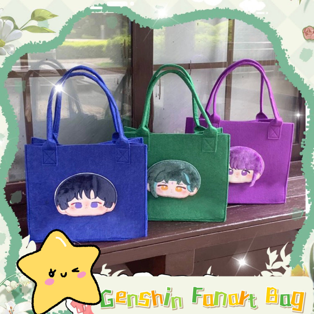 Genshin Impact Square Bag Xiao Wanderer Raiden Shogun Anime Crossbody Bag Cotton PVC