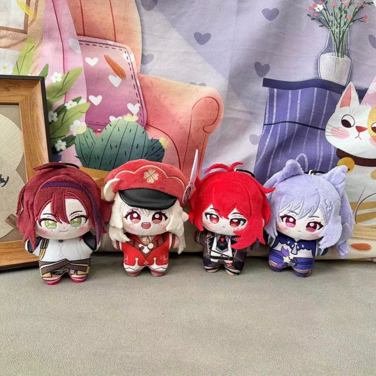 Genshin Impact Plush Doll 12CM HX Style Keqing Klee Diluc Heizou Stuffed Toy